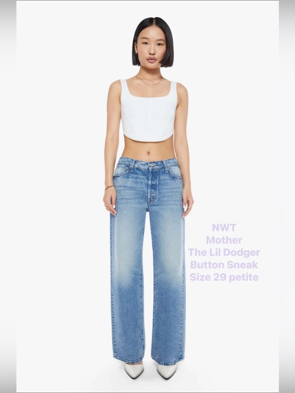 NWT - MOTHER DENIM - The Lil Dodger Button Sneak in Wipeout Wash. 29 petite